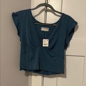 We The Free Women's Blue V Neck Top